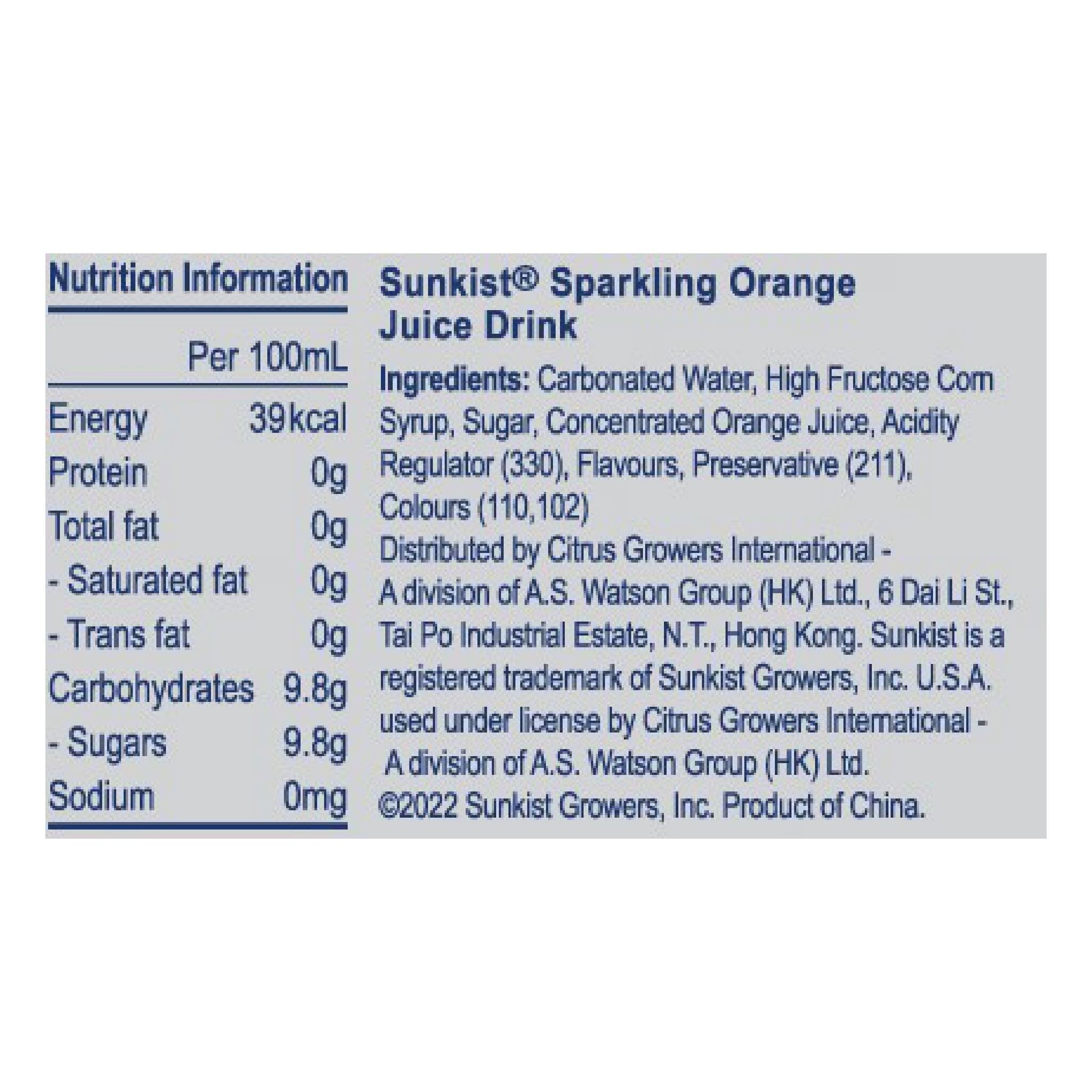 Sunkist Sparkling Orange Juice Drink 330ML (24 cans)