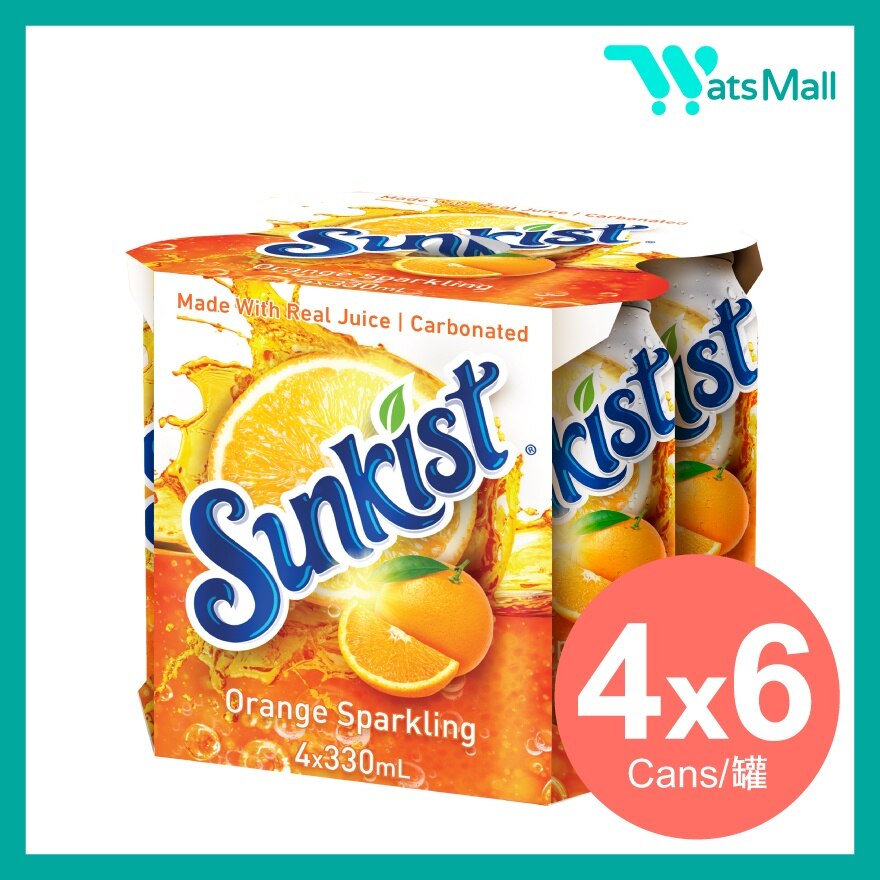 Sunkist Sparkling Orange Juice Drink 330ML (4 cans X 6)
