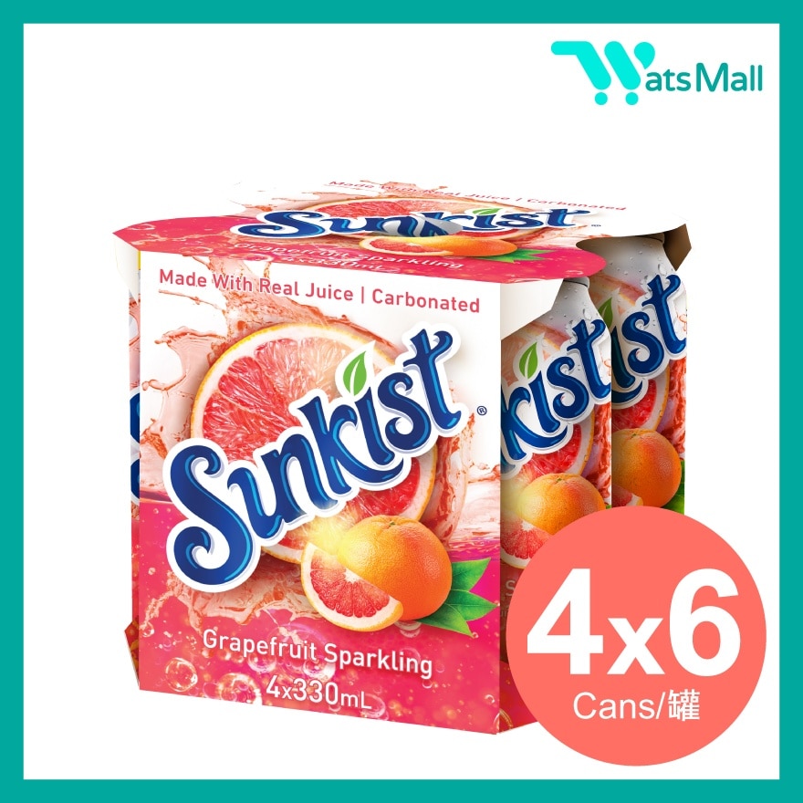 Sunkist Sparkling Grapefruit Juice Drink 330ML (4 cans X 6)