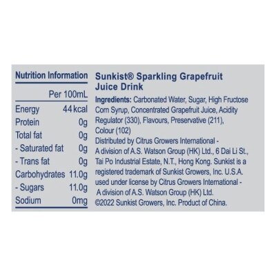 Sunkist Sparkling Grapefruit Juice Drink 330ML (4 cans X 6)