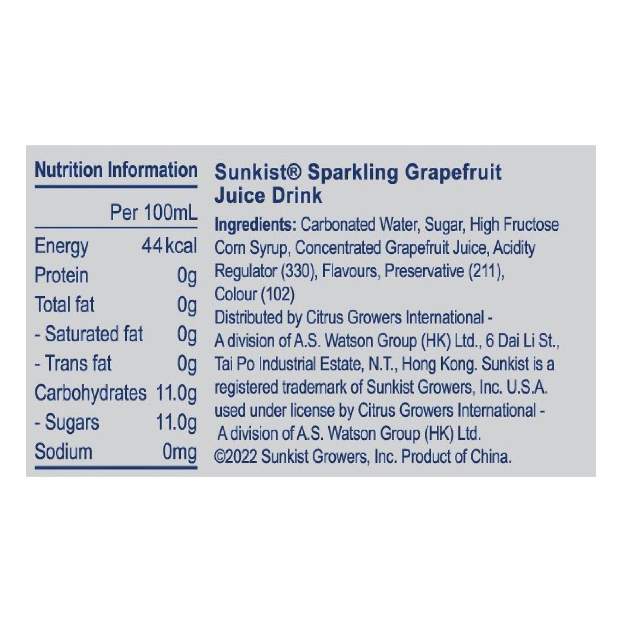 Sunkist Sparkling Grapefruit Juice Drink 330ML (4 cans X 6)