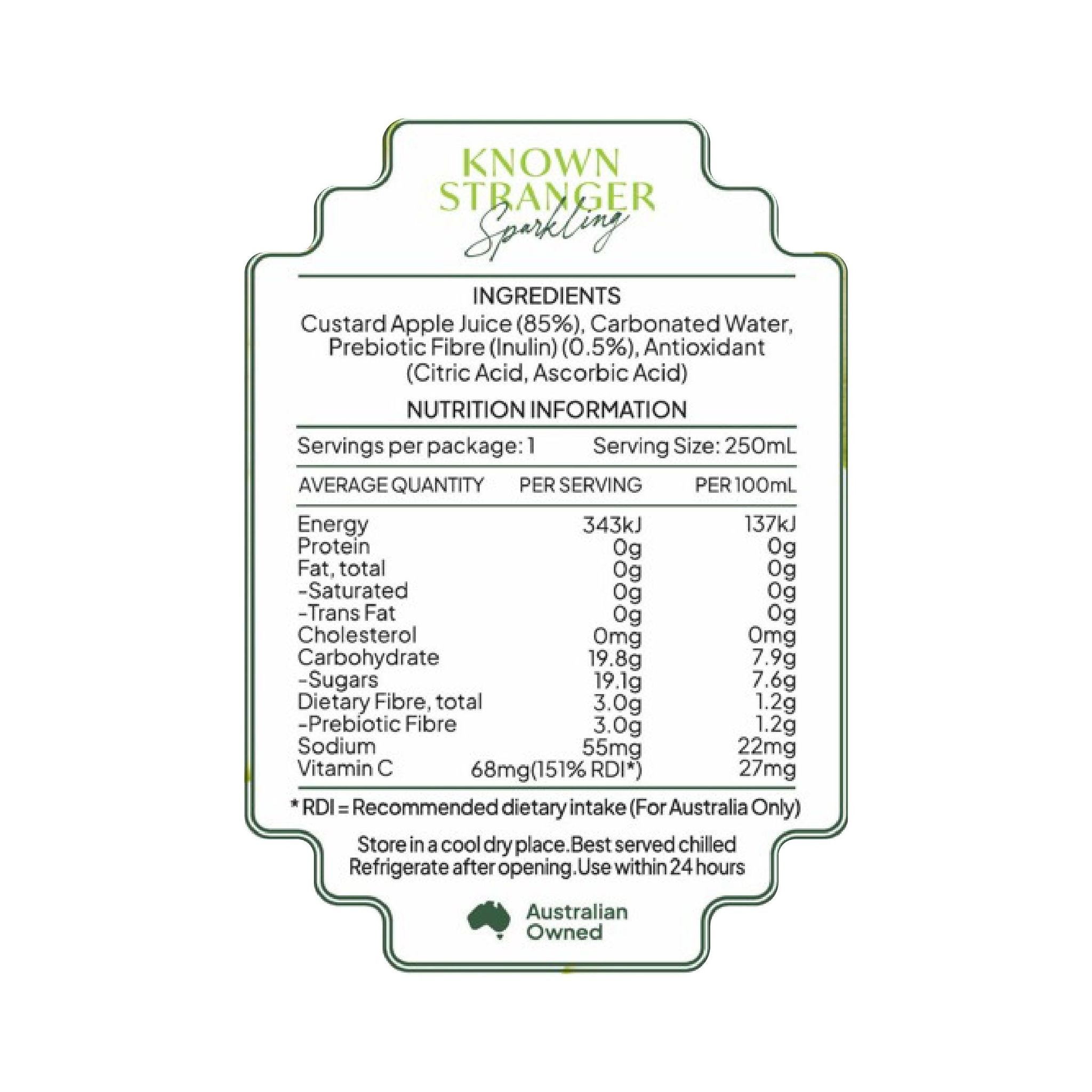 Known Stranger 益生元有氣果汁 (蕃荔枝) 250毫升 (24罐)