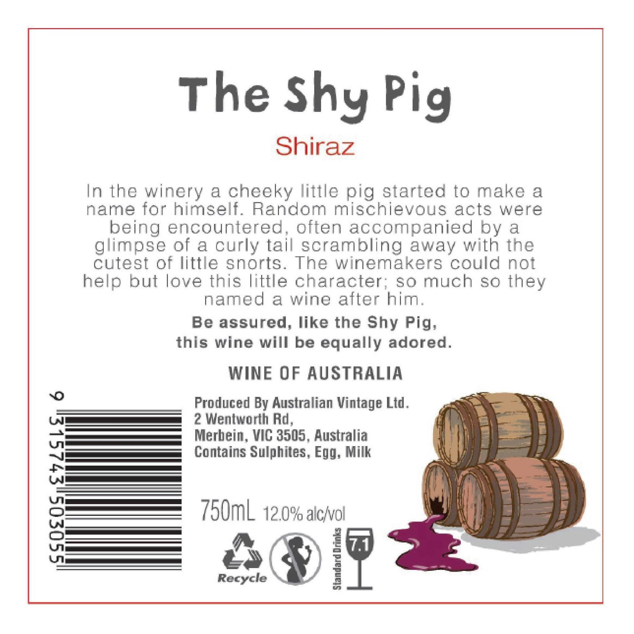 THE SHY PIG 西拉紅酒 750毫升 (6支)