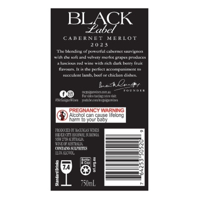 McGUIGAN Black Label Cabernet Merlot 750ML image
