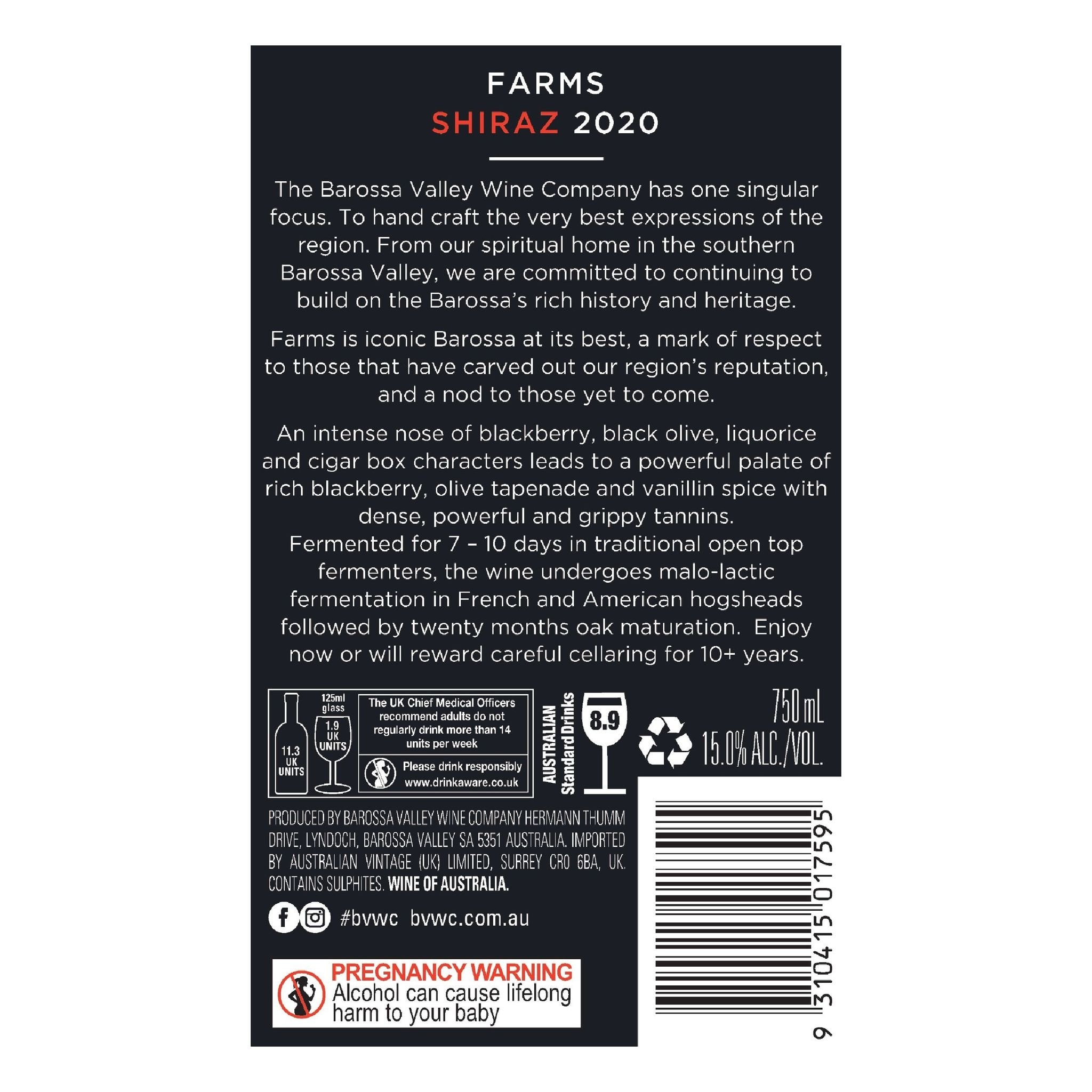 BVWC Farms Shiraz 750ML (1支)