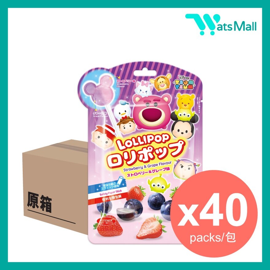 AJITENKA 迪士尼米奇草莓提子味棒棒糖 32克 (1X40)