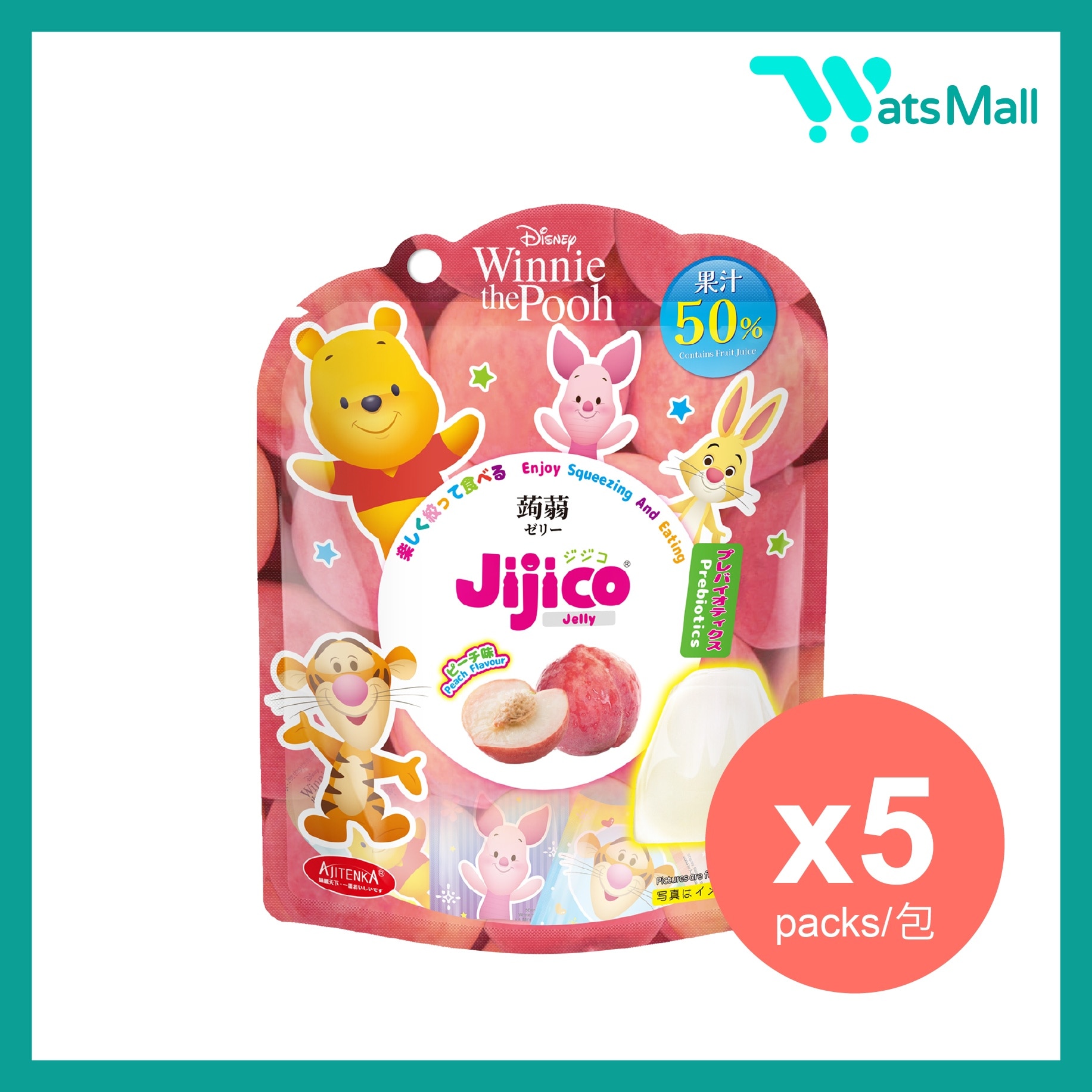 AJITENKA Disney Jijico Jelly (Peach Flavour) 150G (5 packs)