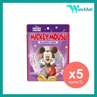 AJITENKA Disney Mickey 3D Gummy Candy (Blackcurrant and Apple Flavour) 70G (5 packs)