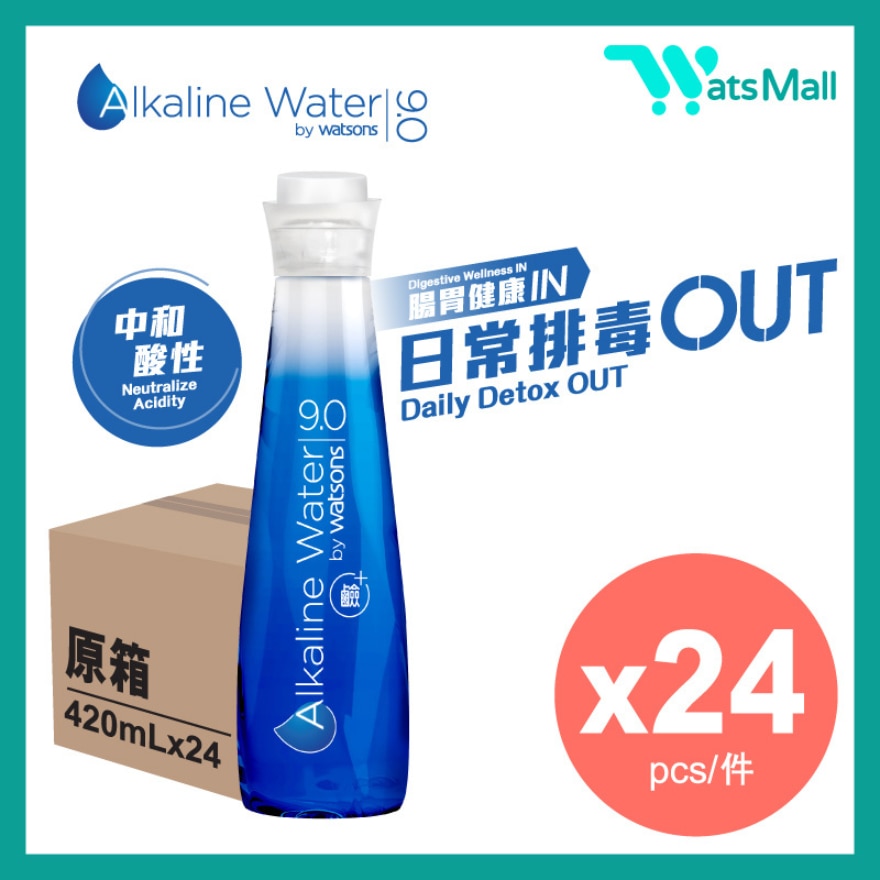 屈臣氏蒸餾水 鹼性水9.0 420毫升 (24支)