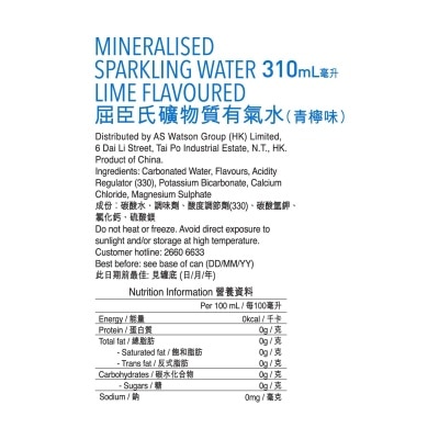 Watsons   礦物質有氣水 (青檸味) 310毫升 (6罐)