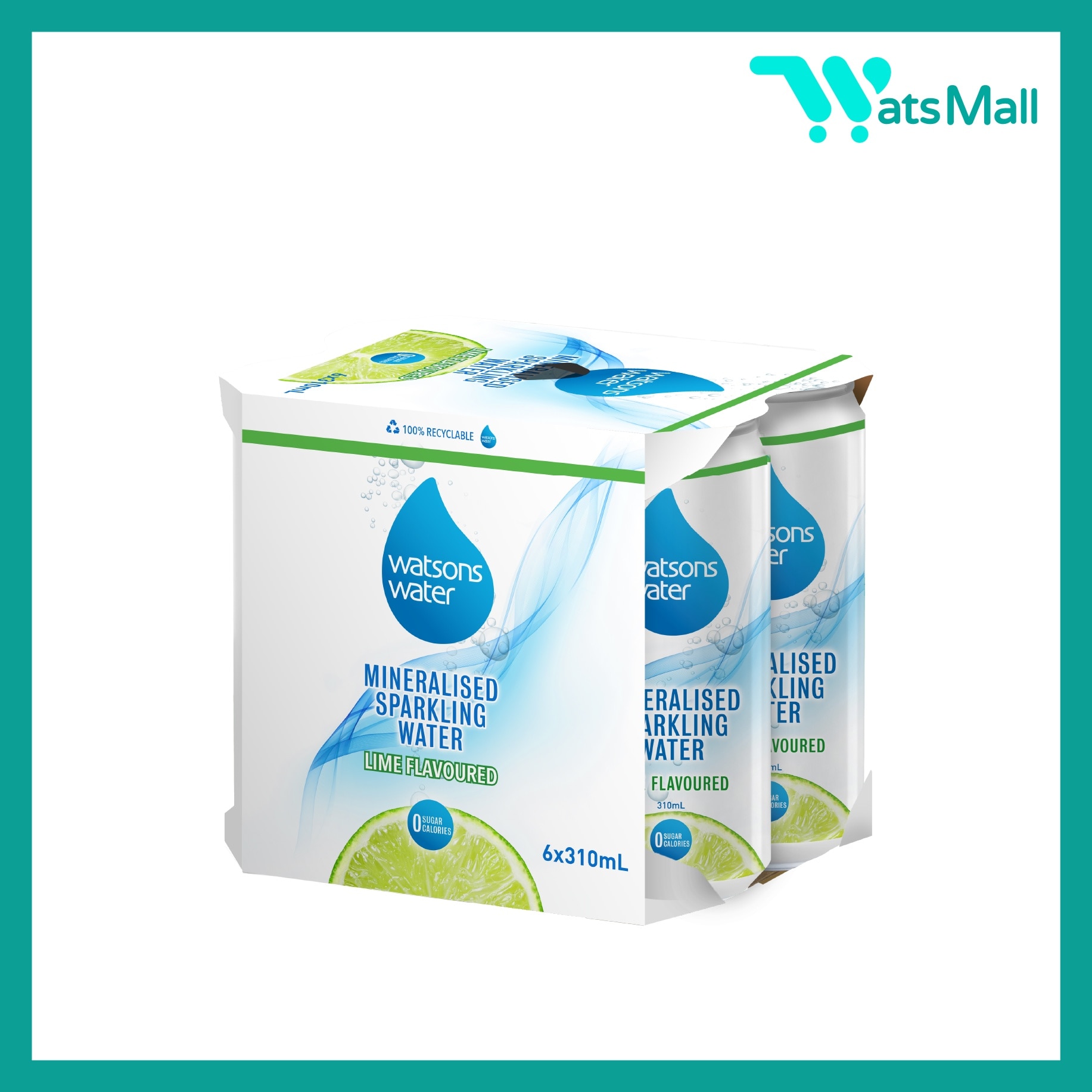 屈臣氏 礦物質有氣水 (青檸味) 310毫升 (6罐x4)